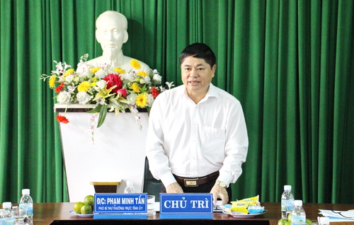 Đồng chí Phạm Minh Tấn - Phó Bí thư thường trực Tỉnh ủy phát biểu chỉ đạo tại buổi làm việc